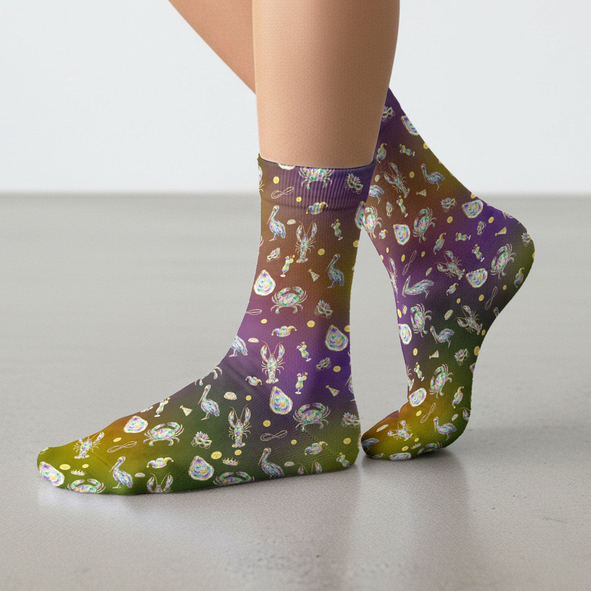 Mardi Gras Seafood Nurse Socks