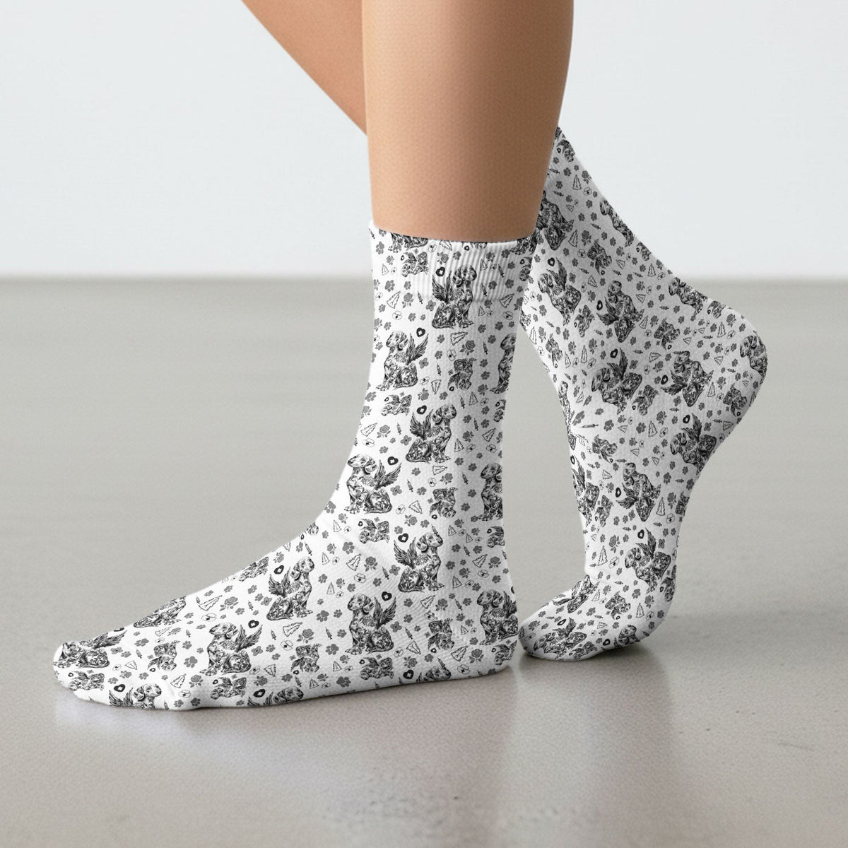 Toile De Jouy Dachshund Angel Nurse Socks