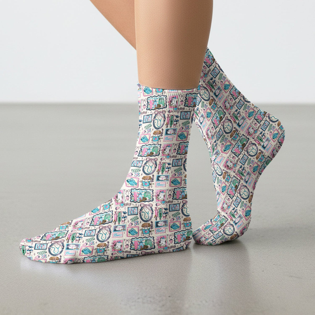 Stethoscope Syringe Frame Nurse Socks