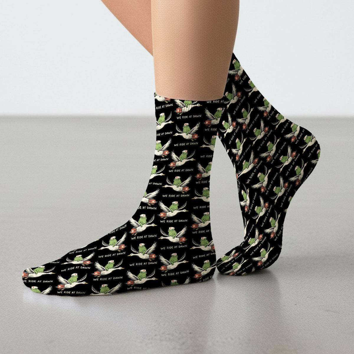 Frog Riding Goose Nurse Socks