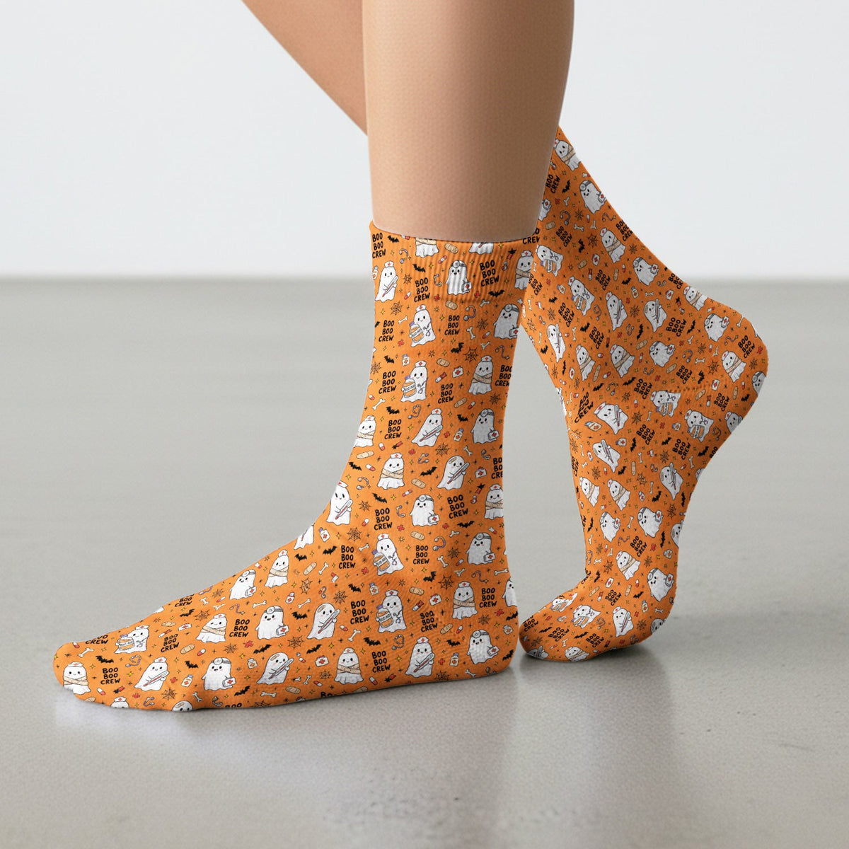 Halloween Boo Boo Crew Ghost Nurse Socks
