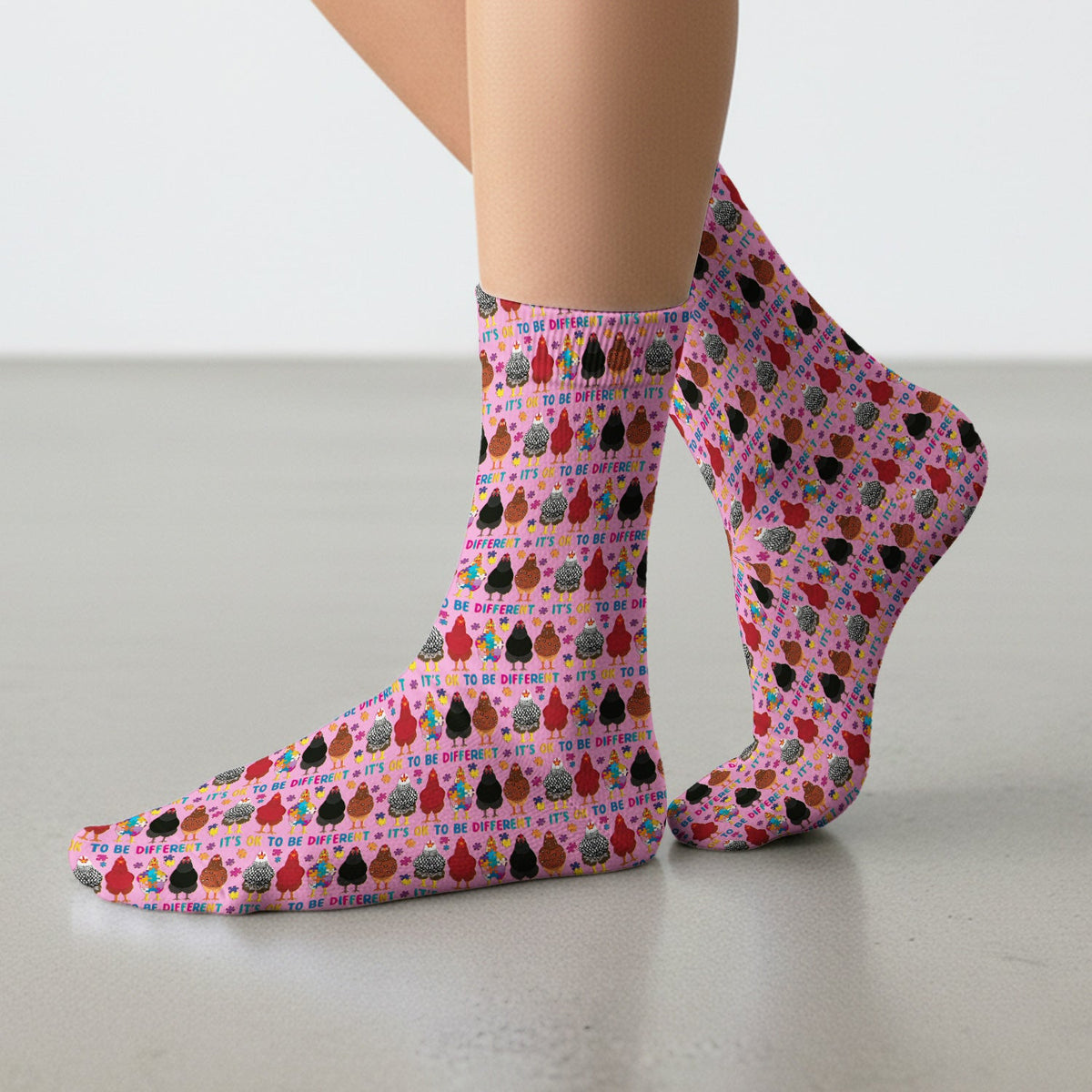 Autism Chicken It's OK To Be Different Nurse Socks