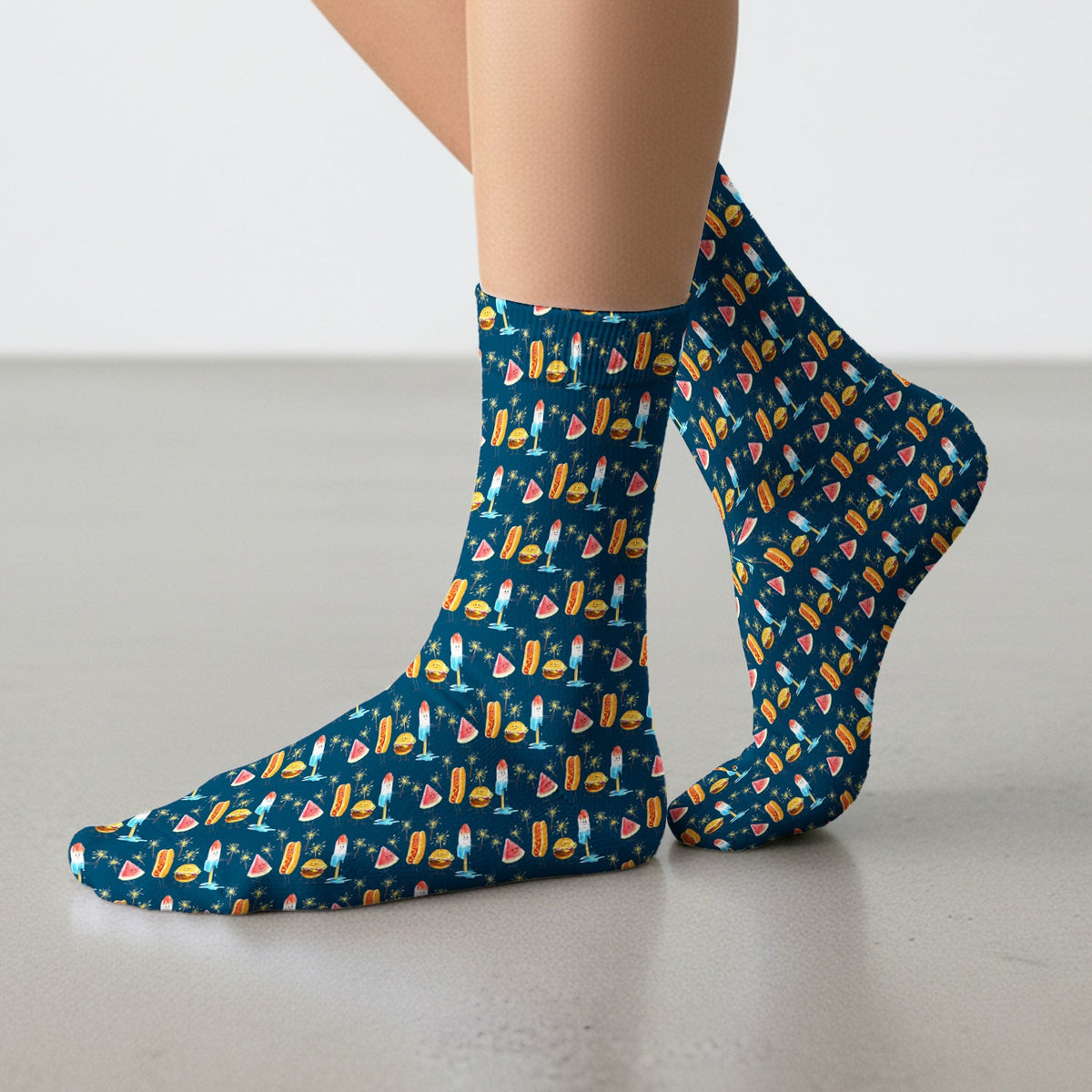 Summer Food Icons Nurse Socks