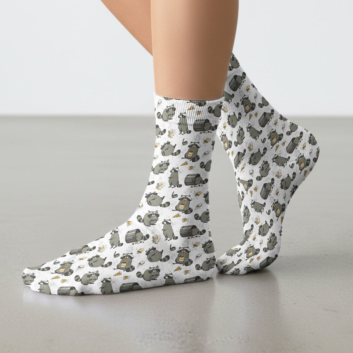 Raccoon Snack Trash Can Nurse Socks