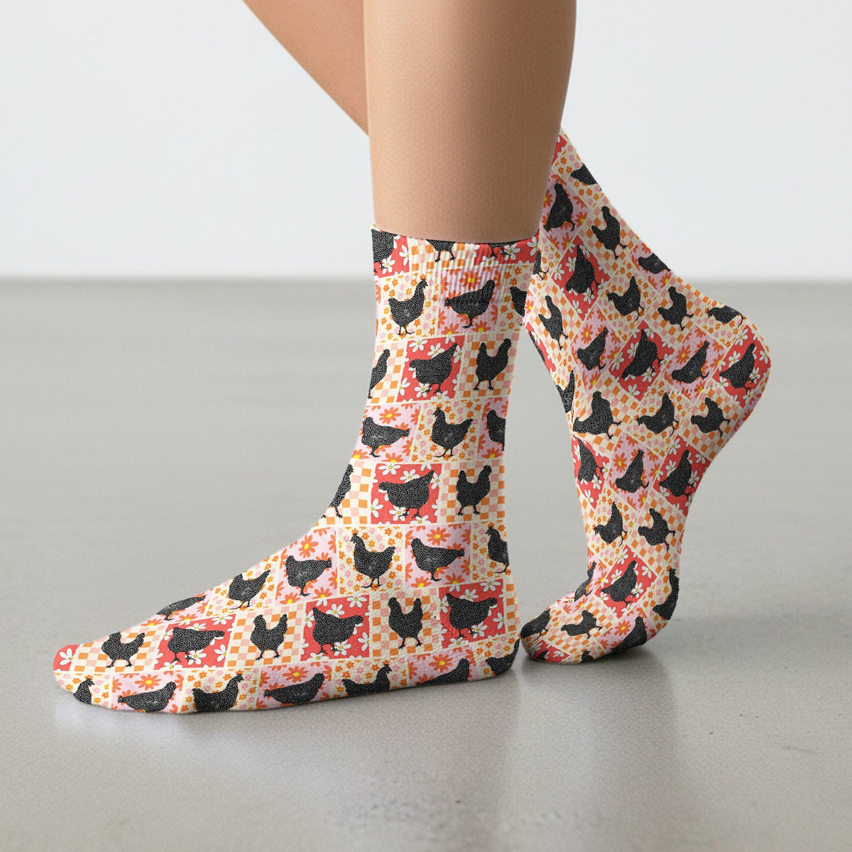 Chicken Patchwork Floral Nurse Socks