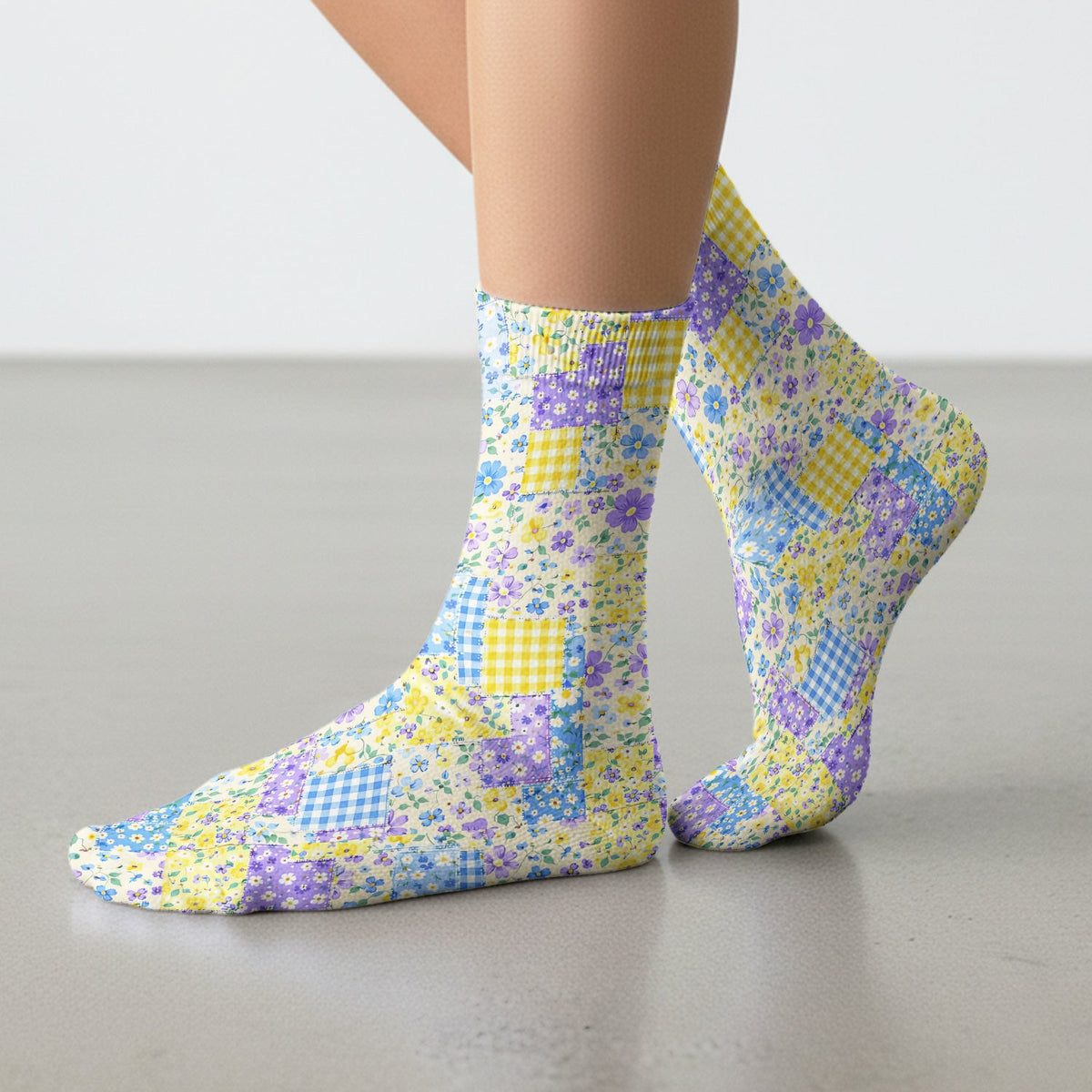 Floral Patchwork Gingham Nurse Socks