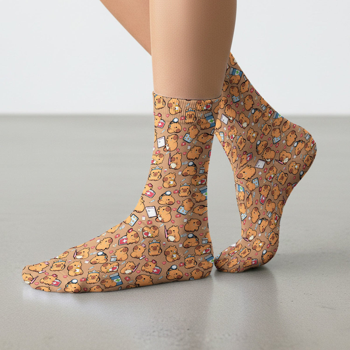 Capybara Stethoscope Medical Tools Nurse Socks