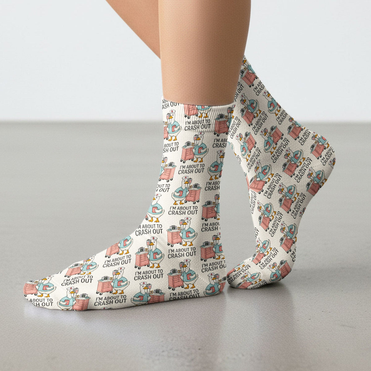 Goose Crash Out Nurse Socks