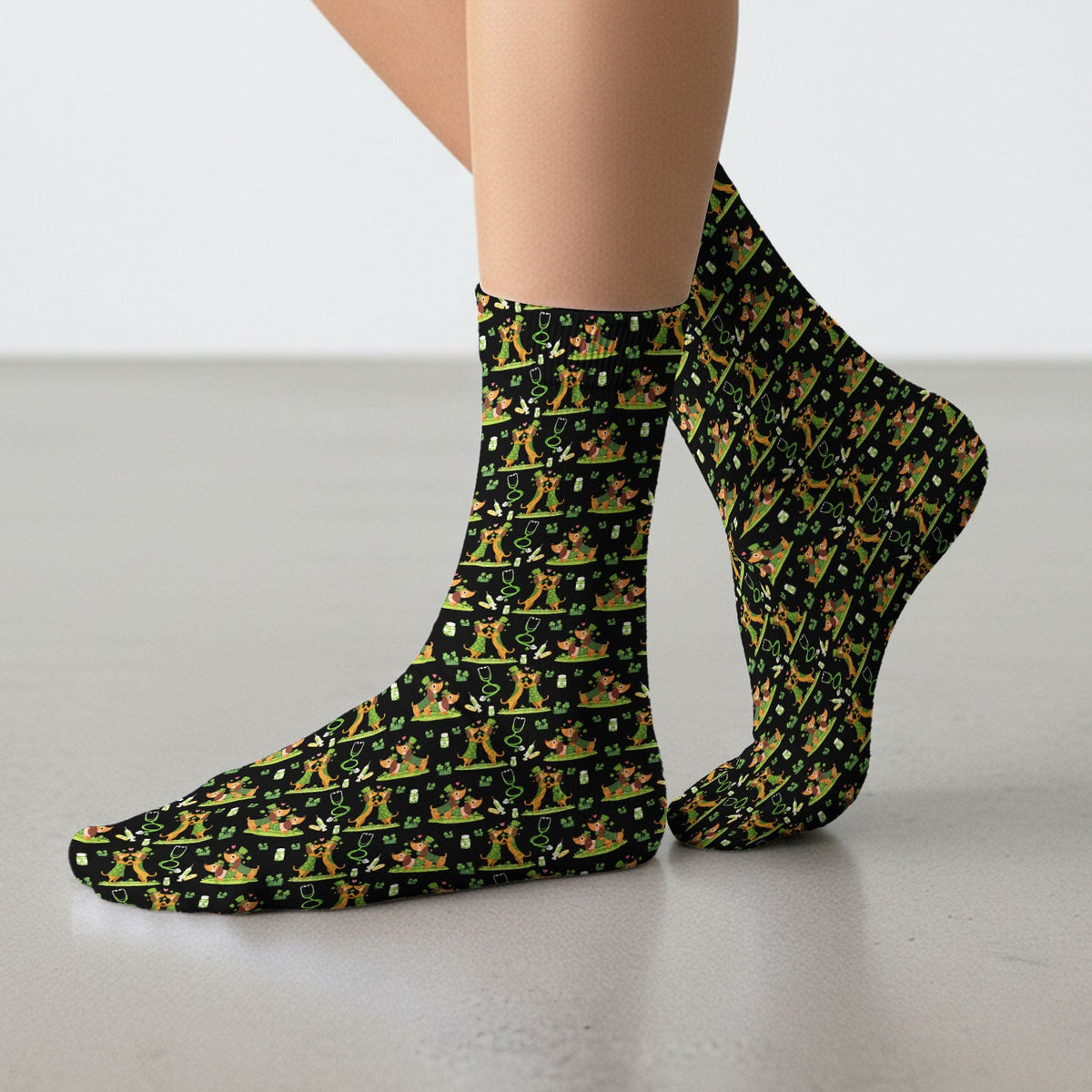 Valentine Dog Nurse Heart Socks