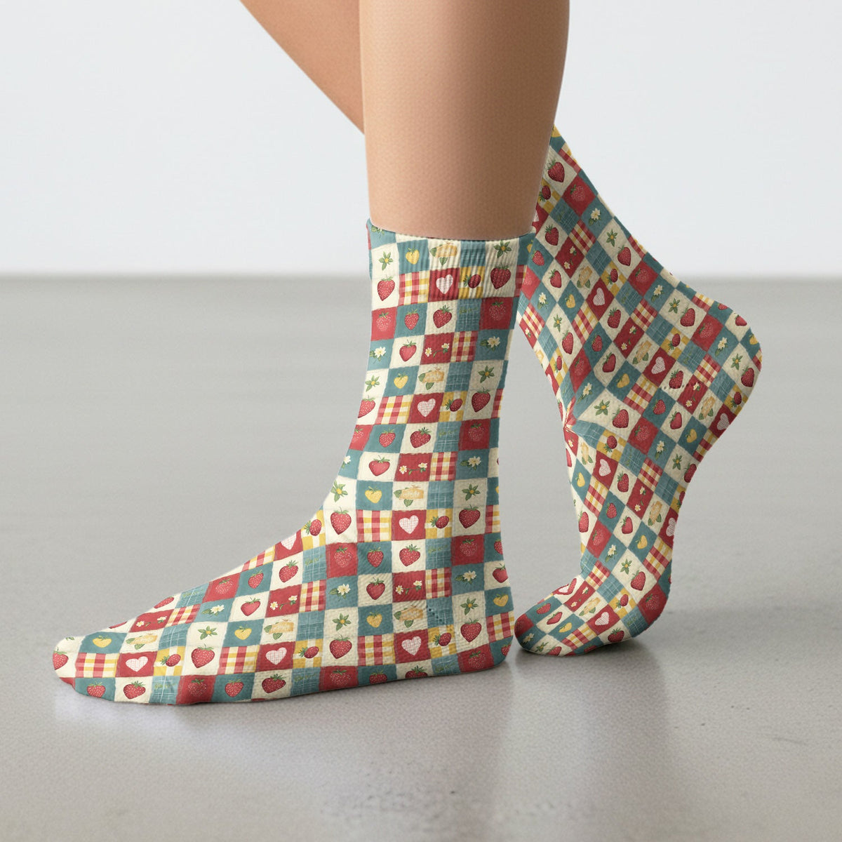 Strawberry Floral Patchwork Nurse Socks