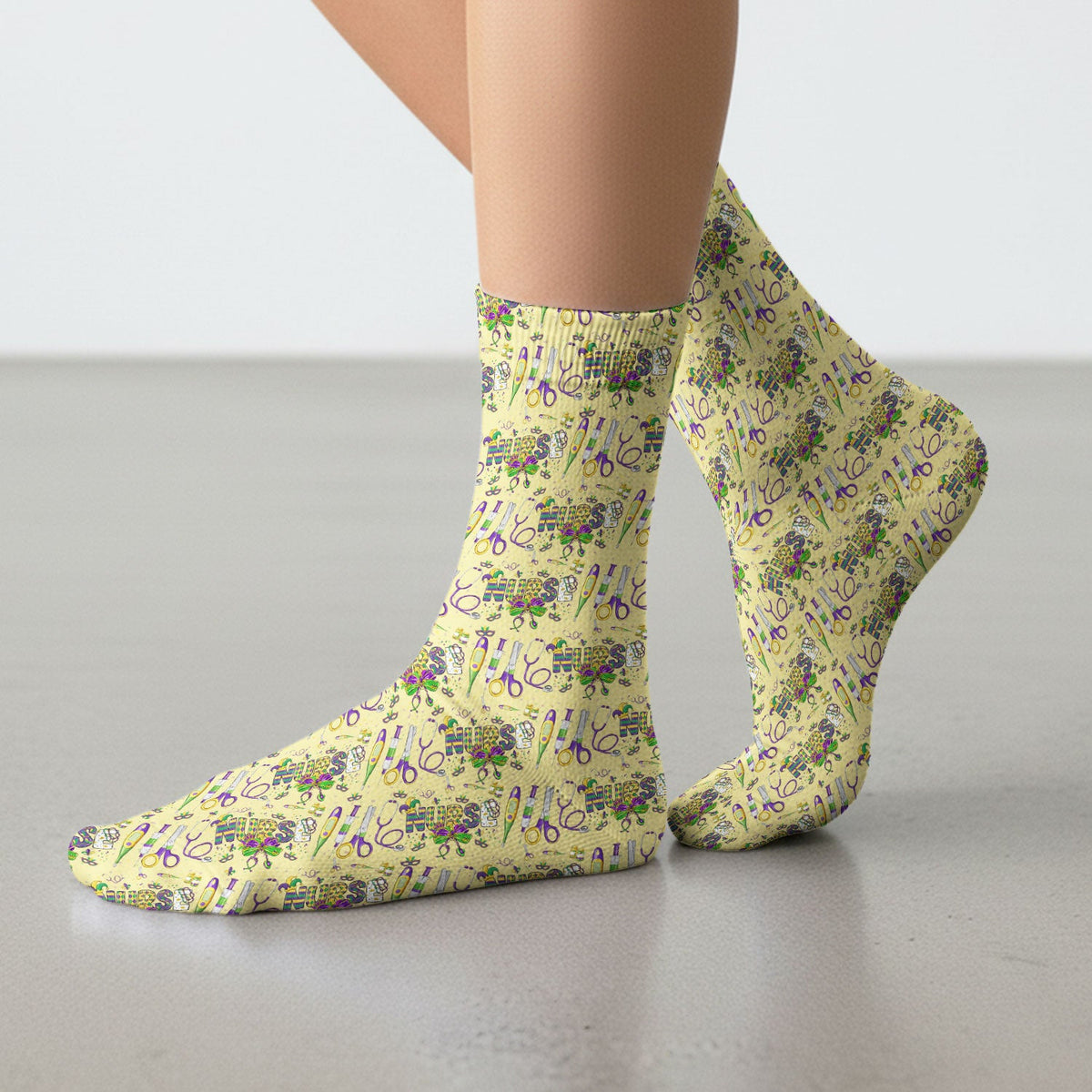 Mardi Gras Holiday Nurse Socks