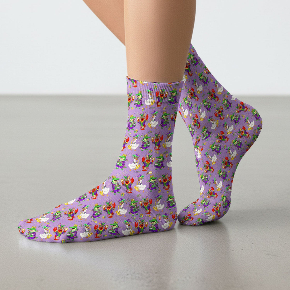 Crawfish Duck Mardi Gras Nurse Socks