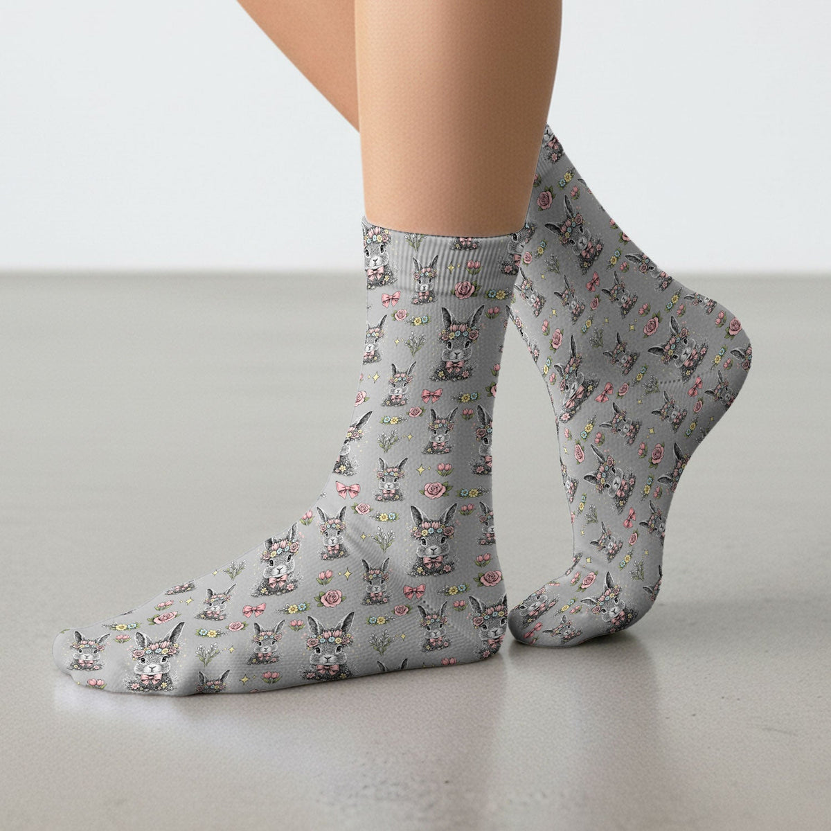 Vintage Floral Bunny Nurse Socks