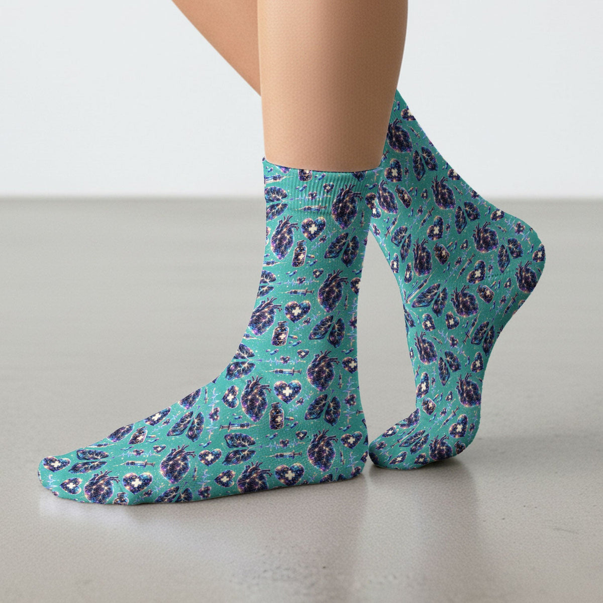 Galaxy Anatomical Heart Lung Syringe Nurse Socks