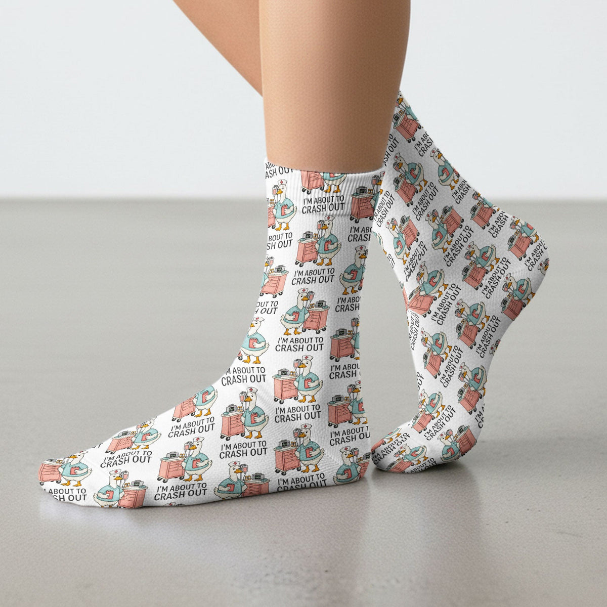 Goose Crash Out Nurse Socks