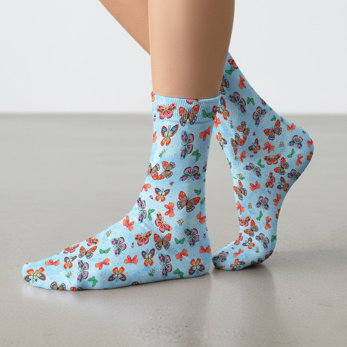 Colorful Butterfly Garden Nurse Socks