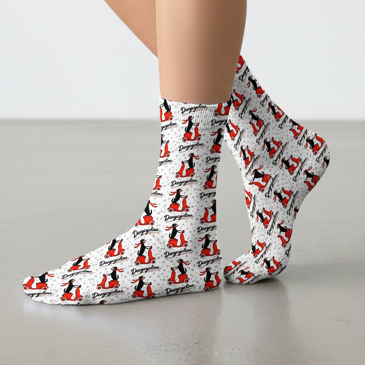 Dachshund Riding Scooter Nurse Socks