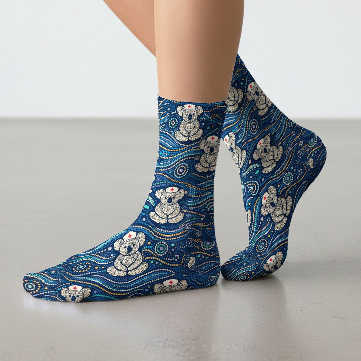 Koala Aboriginal Dot Art Nurse Socks