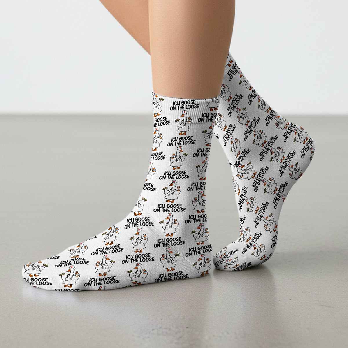 ICU Goose On The Loose Nurse Socks