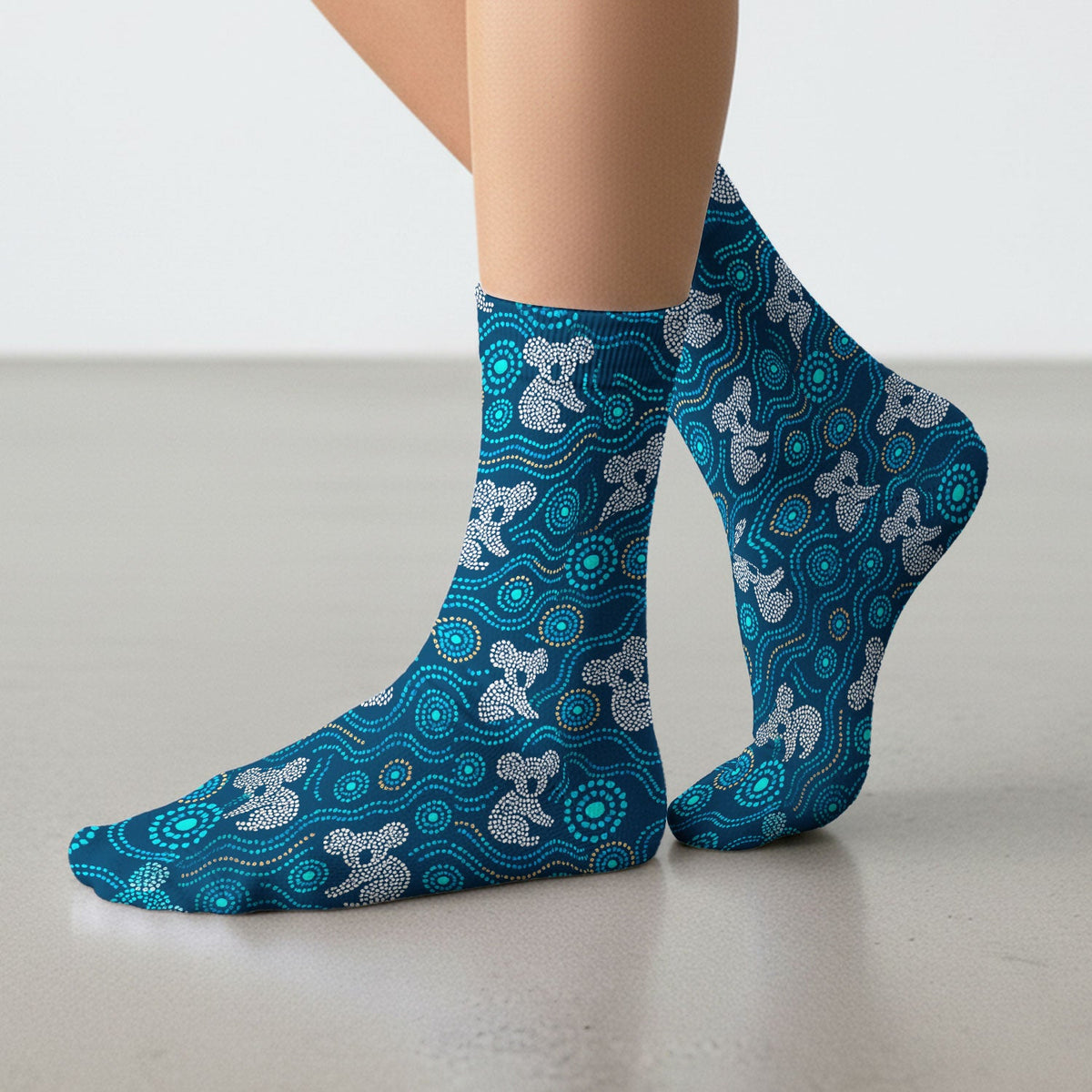 Australian Koala Aboriginal Dot Art Scrub Socks, Aboriginal Pattern Sock, Breathable Nursing Uniform