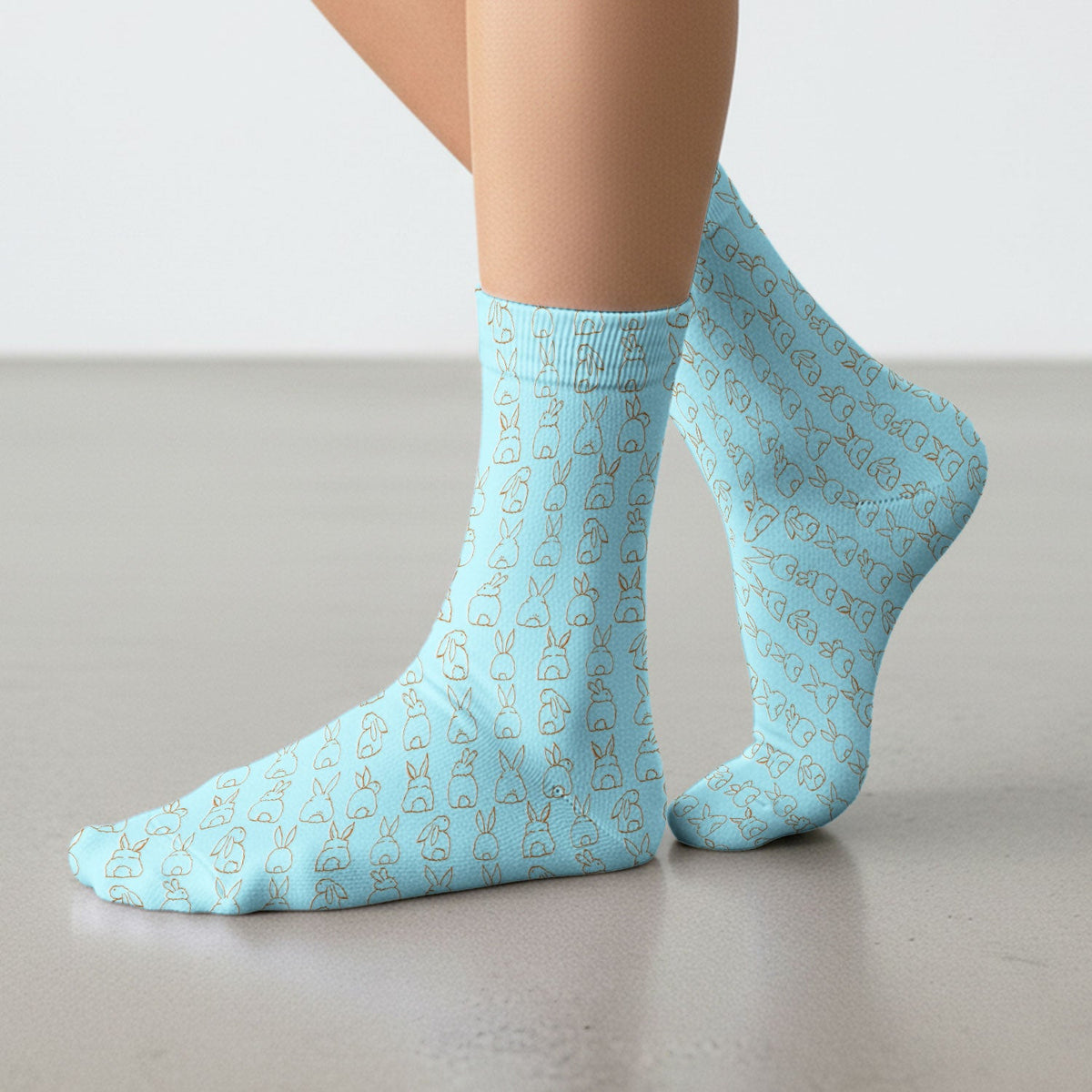 Cartoon Bunny Line Art Nurse Socks