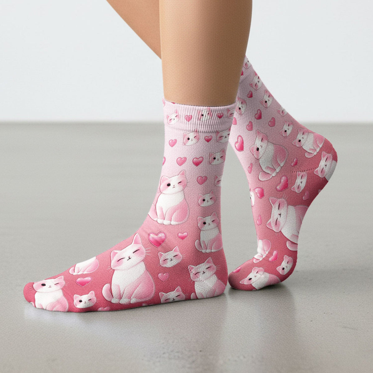 Valentine Cat Heart Nurse Socks