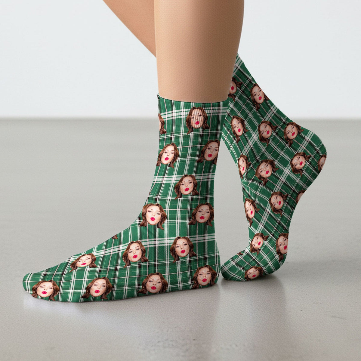 Personalized Photo Plaid Nurse Socks