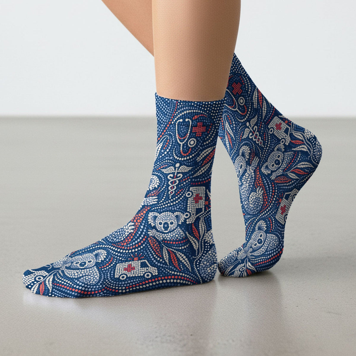 Koala Dot Art Nurse Socks