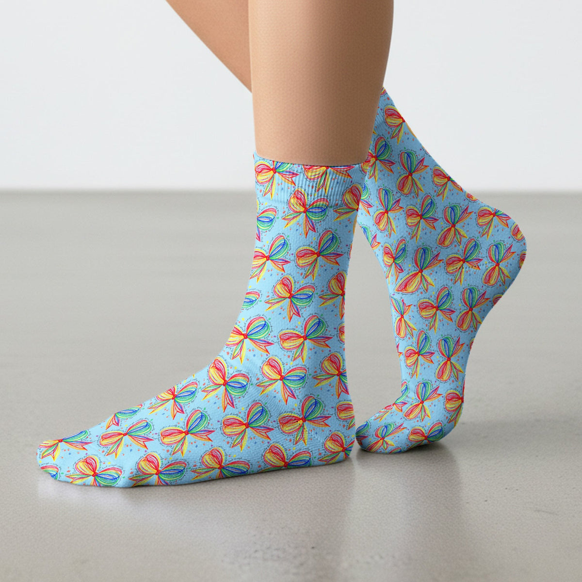 Colorful Rainbow Bow Nurse Socks