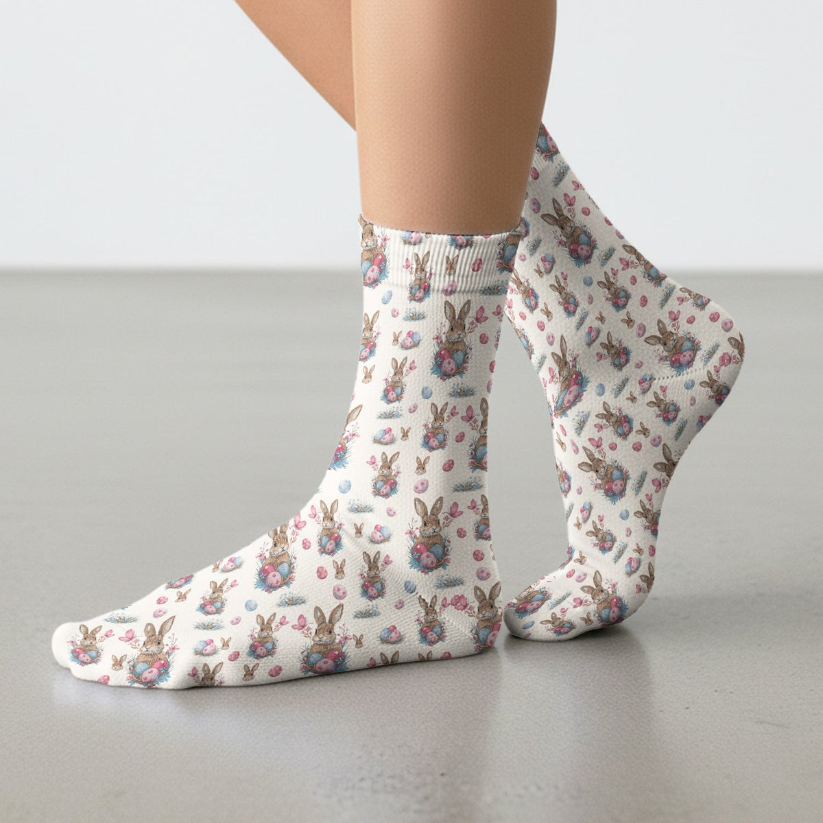Pastel Easter Bunny Nest Nurse Socks