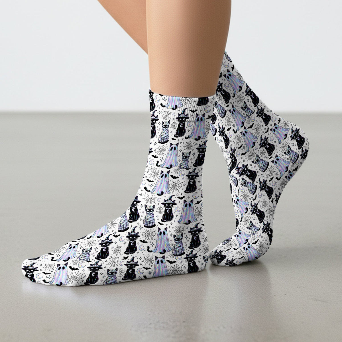Ghost Witch Cat Nurse Socks - Halloween Gift