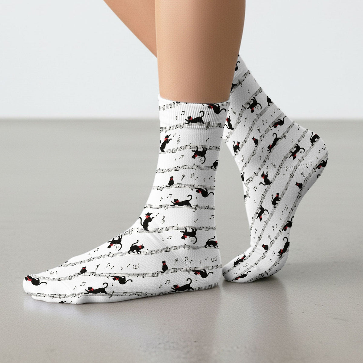 Dancing Black Cat Music Nurse Socks
