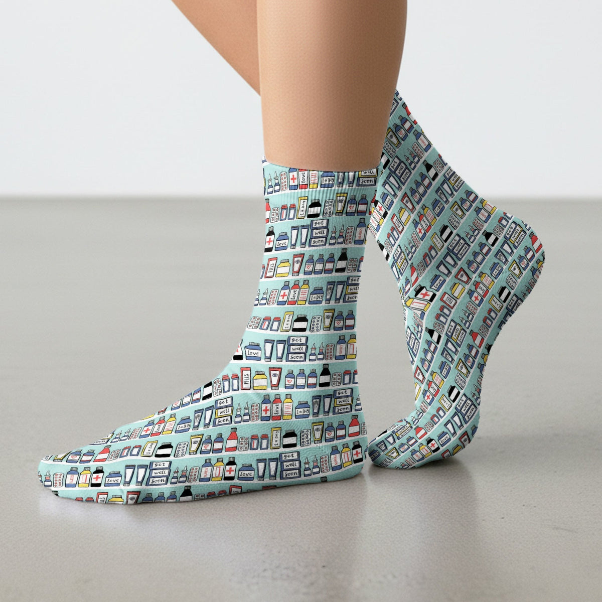 Medicine Bottle Pharmacy Pills Nurse Socks