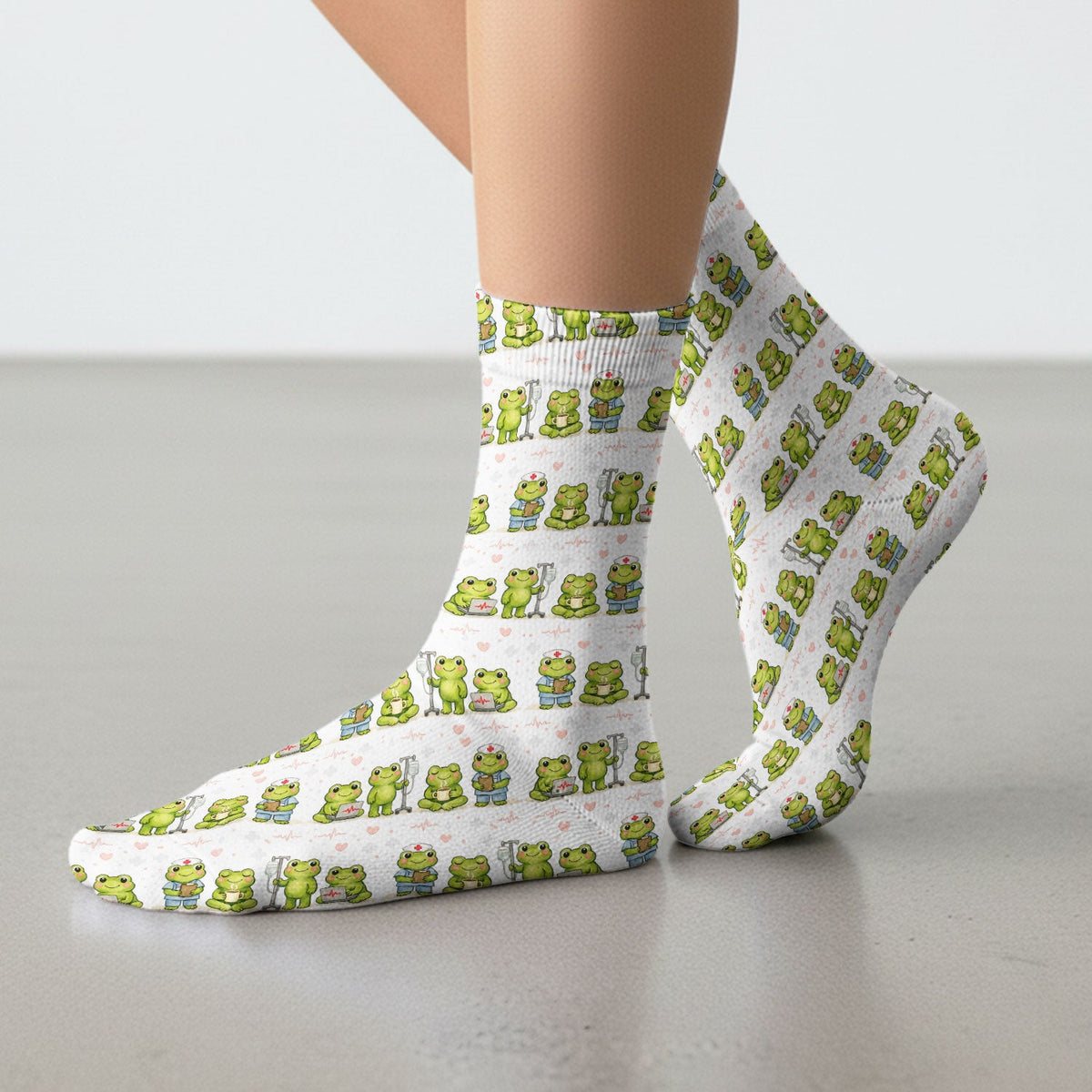 Adorable Frog Various Poses Nurse Socks