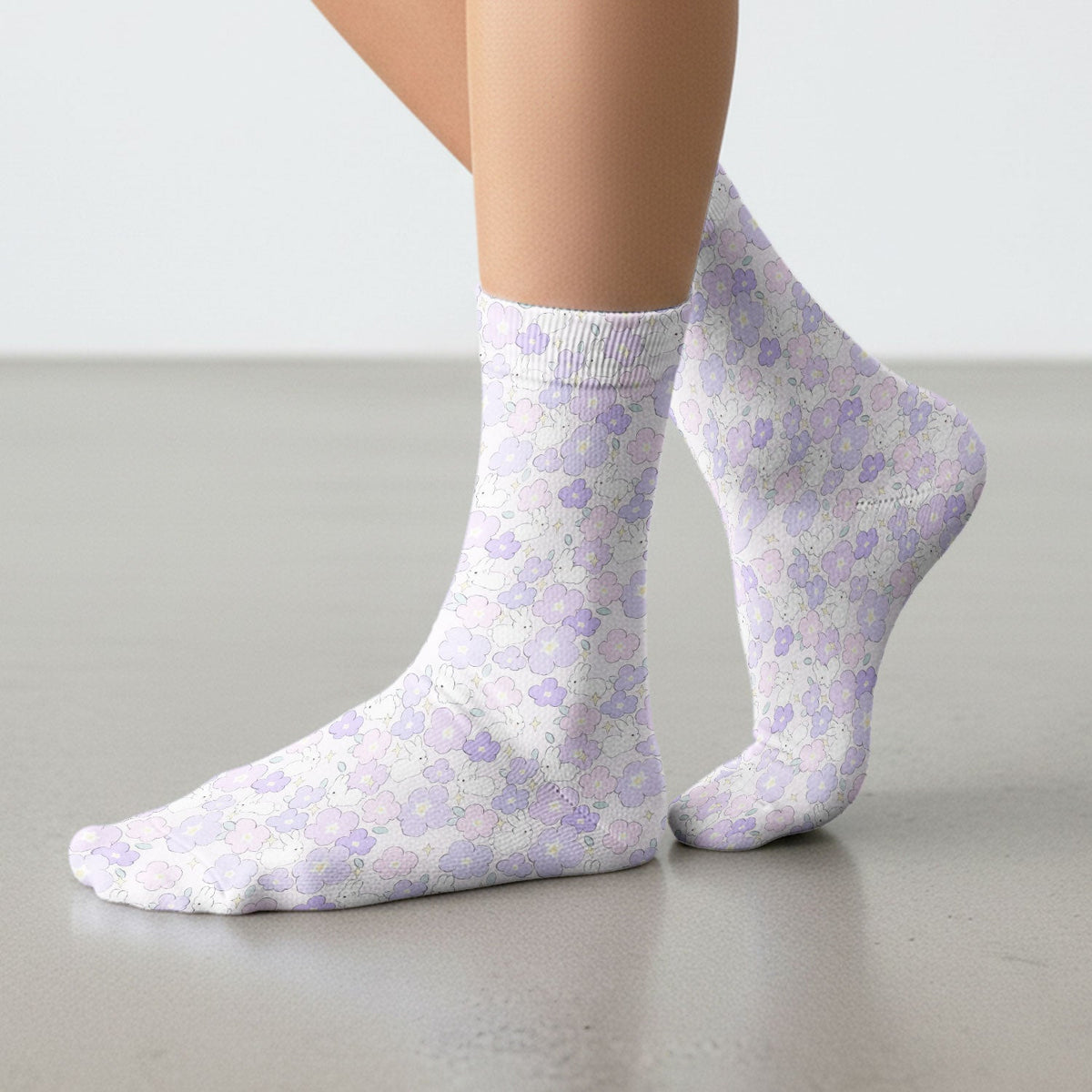 Bunny Floral Pastel Nurse Socks