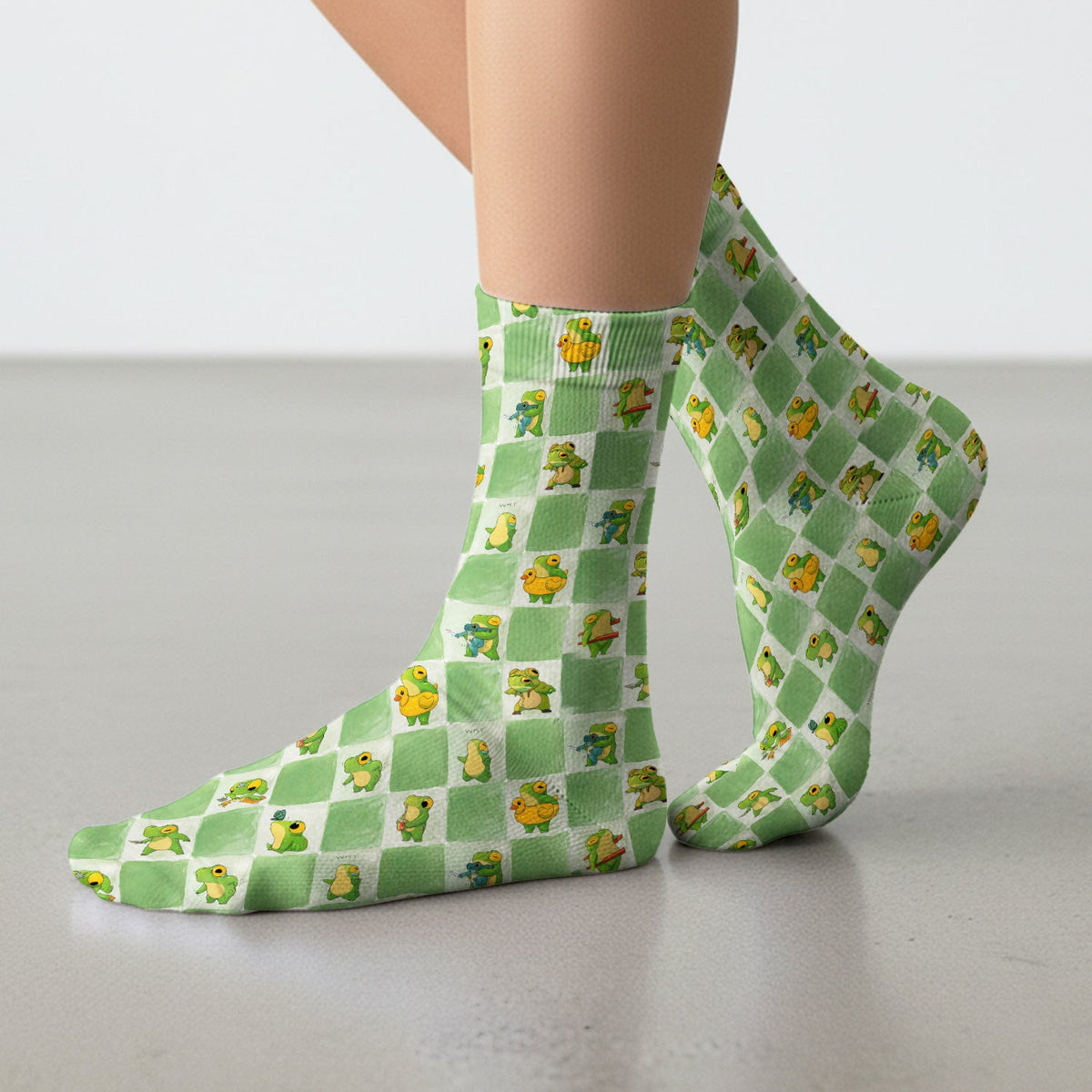 Frog Duck Checkerboard Nurse Socks