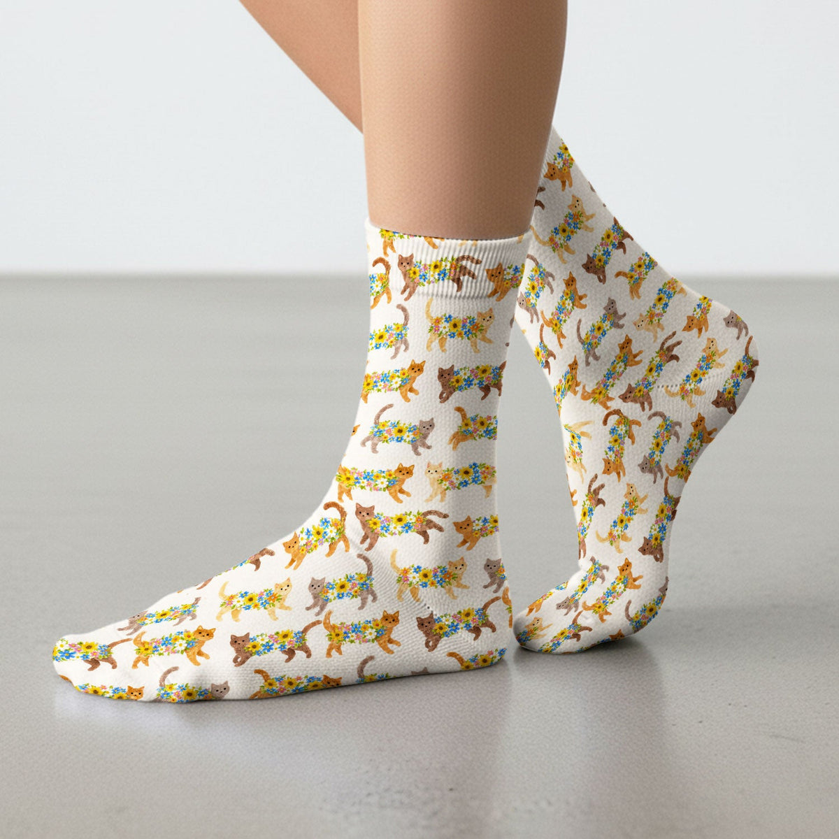 Flower Filled Cat Nurse Socks
