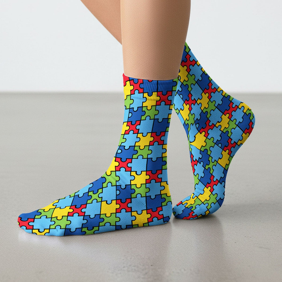 Autism Support Squad Puzzle Ribbon Nurse Socks