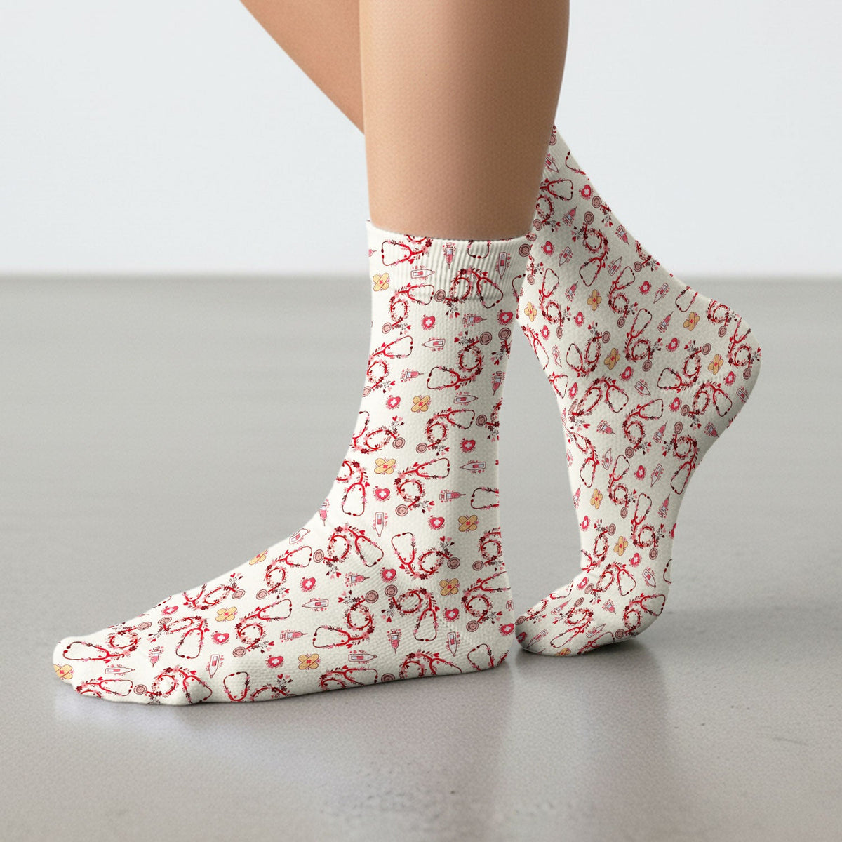 Heart Stethoscope Nurse Socks