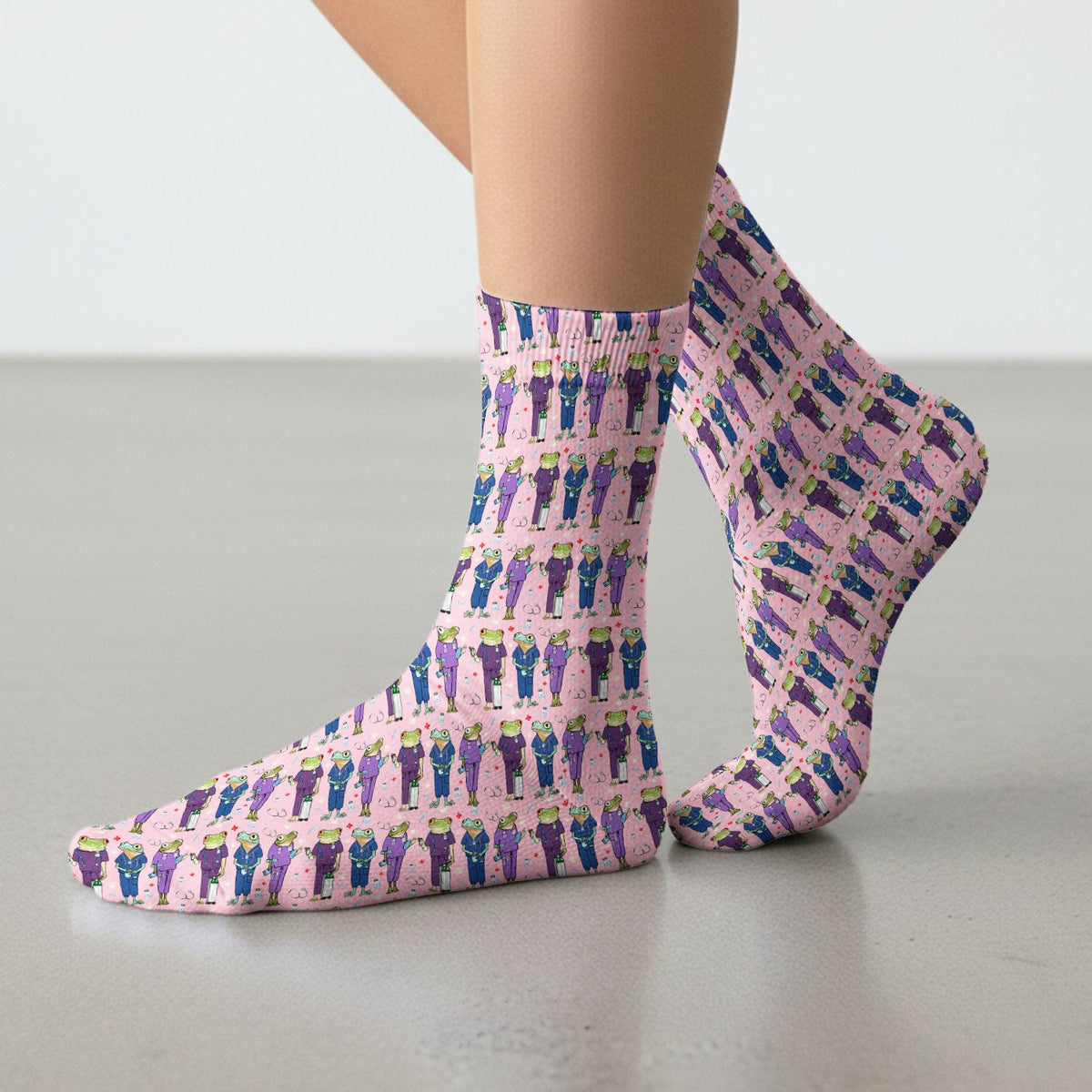 Frog Print Nurse Socks