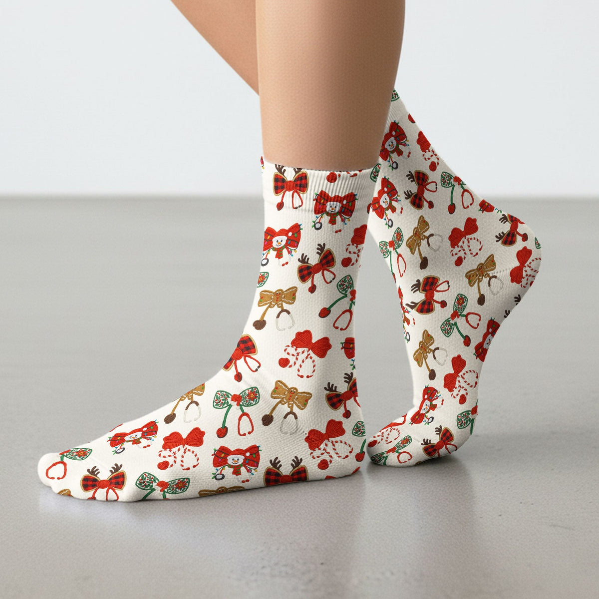 Christmas Stethoscope Bow Nurse Socks