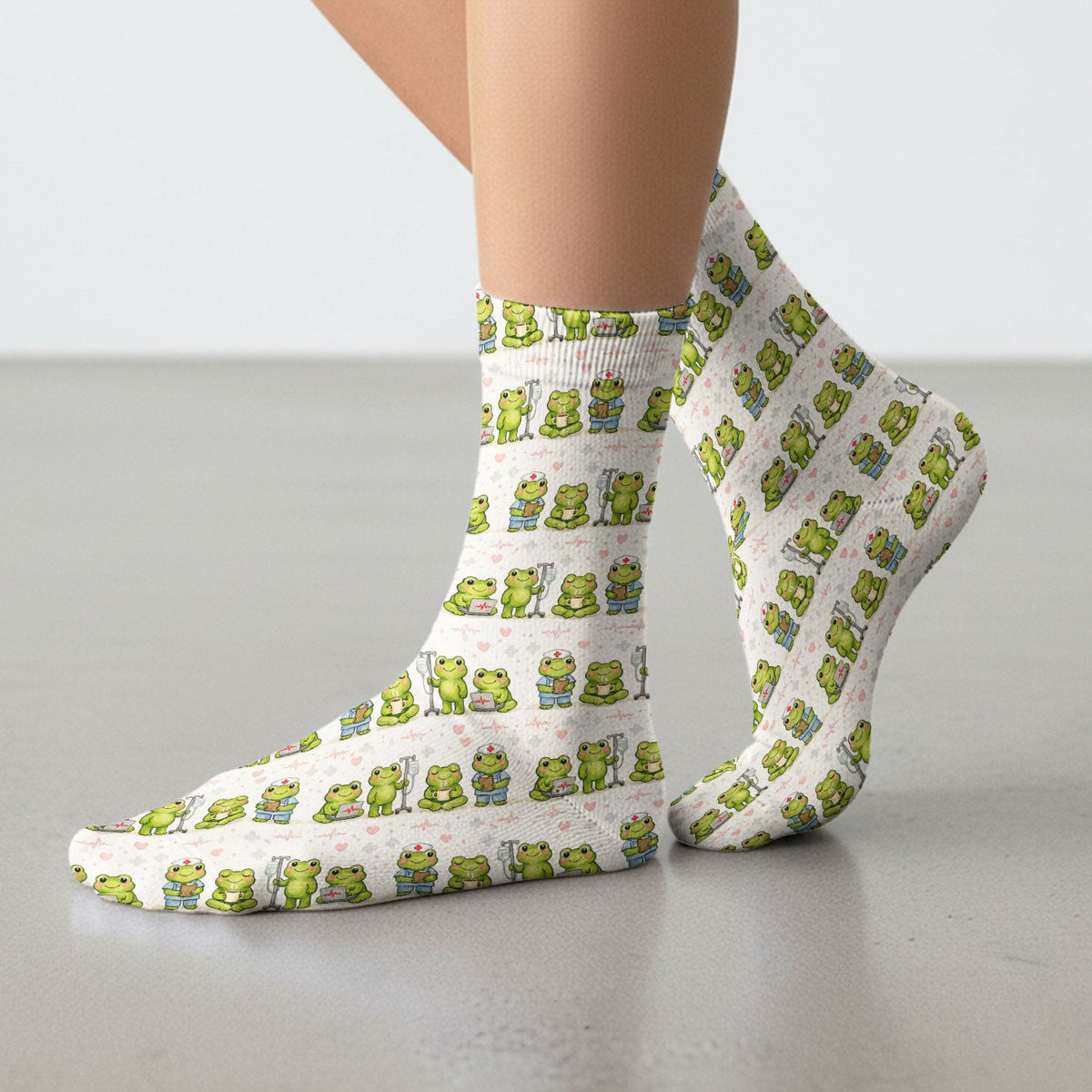 Adorable Frog Various Poses Nurse Socks