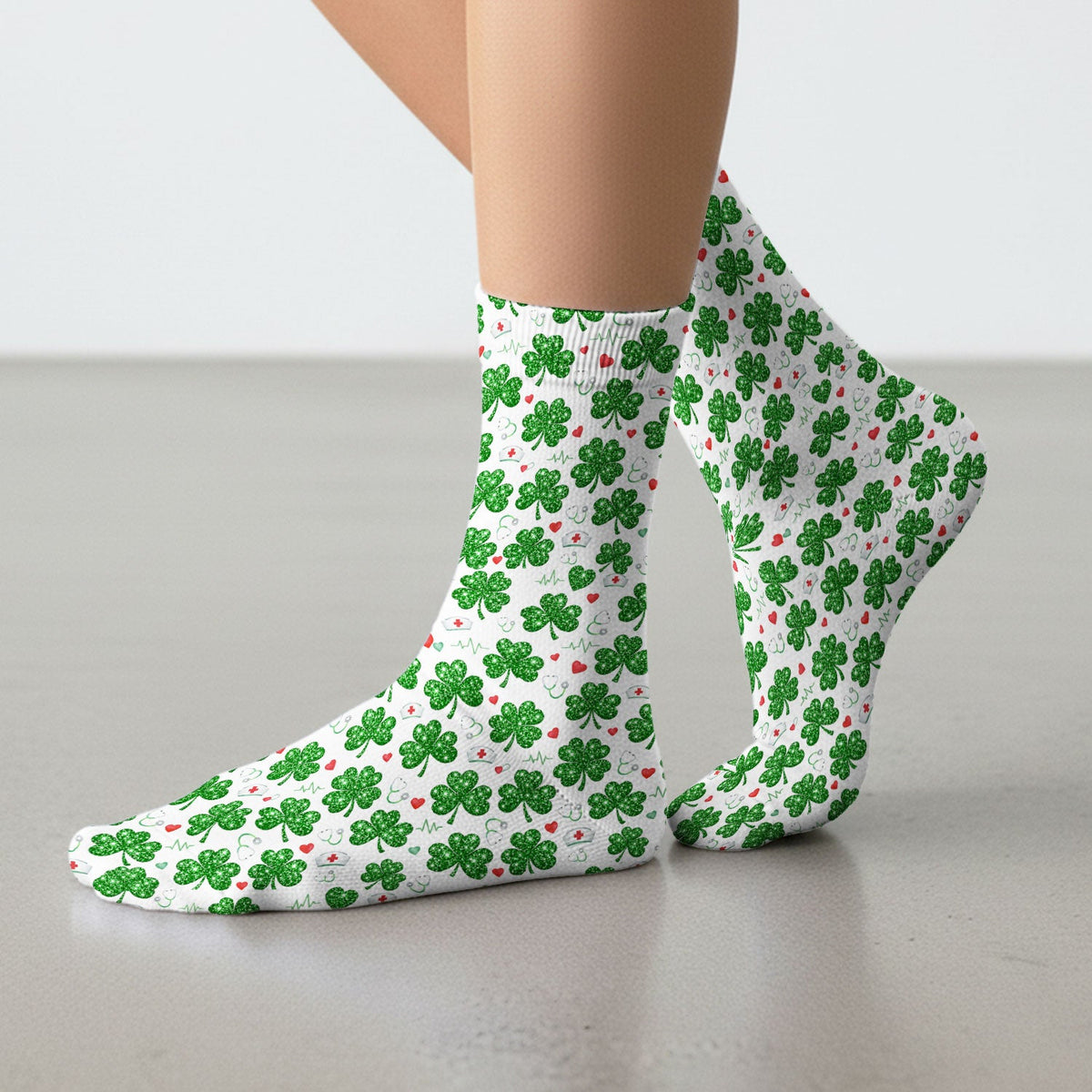 St Patrick Clover Nurse Socks