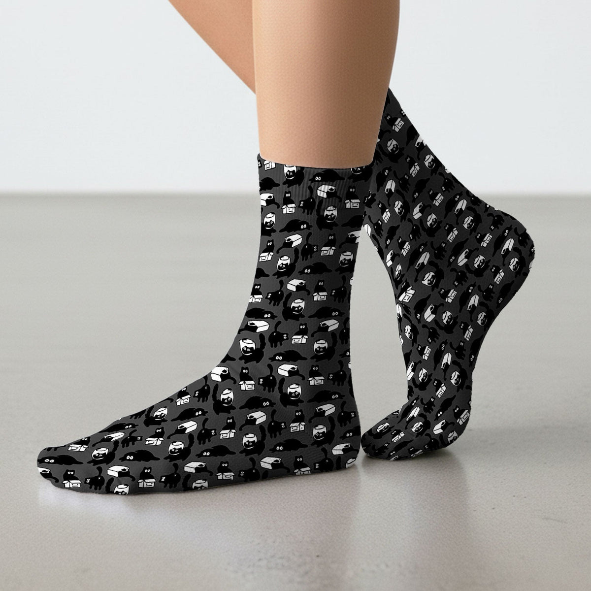 Dark Playful Cat Nurse Socks