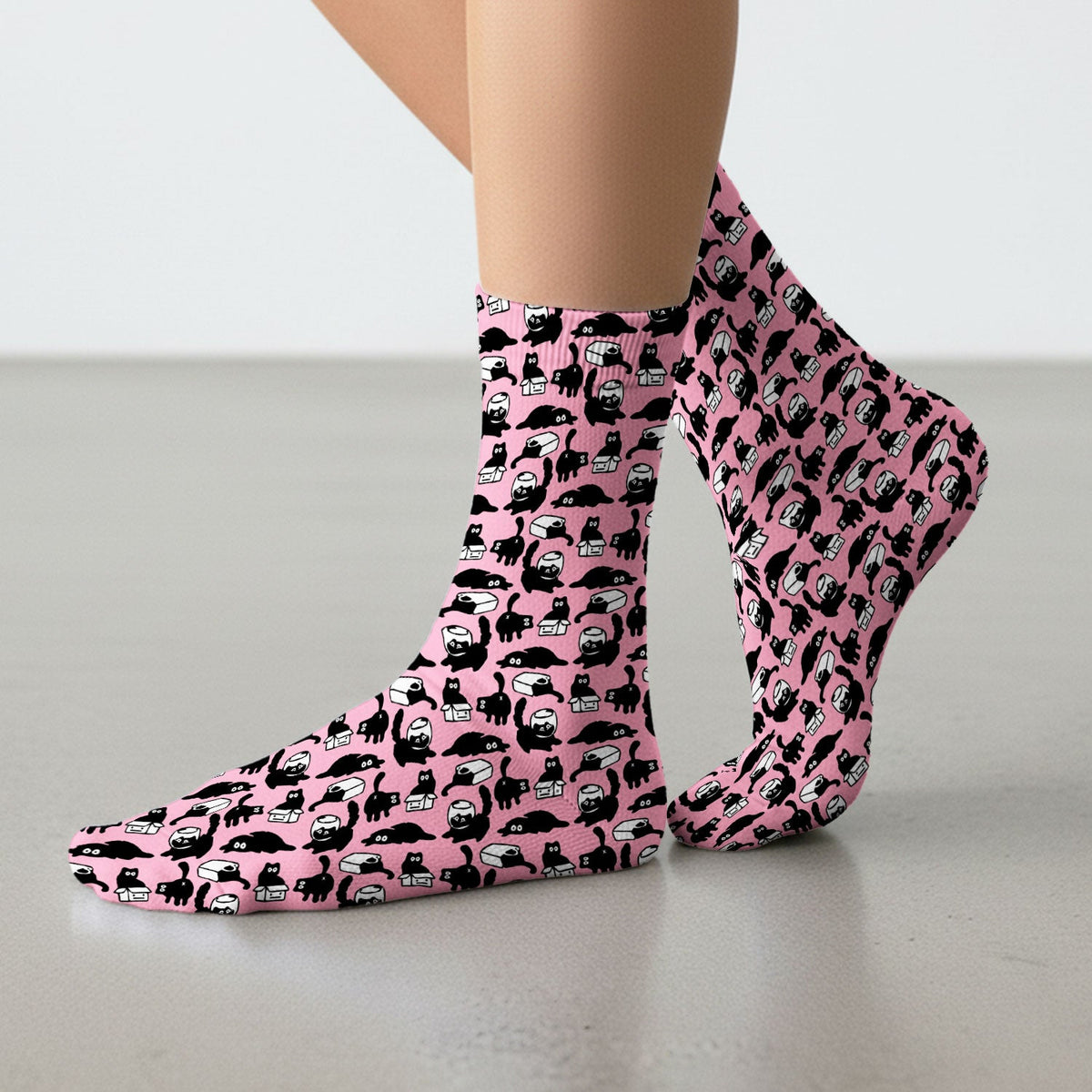 Dark Playful Cat Nurse Socks