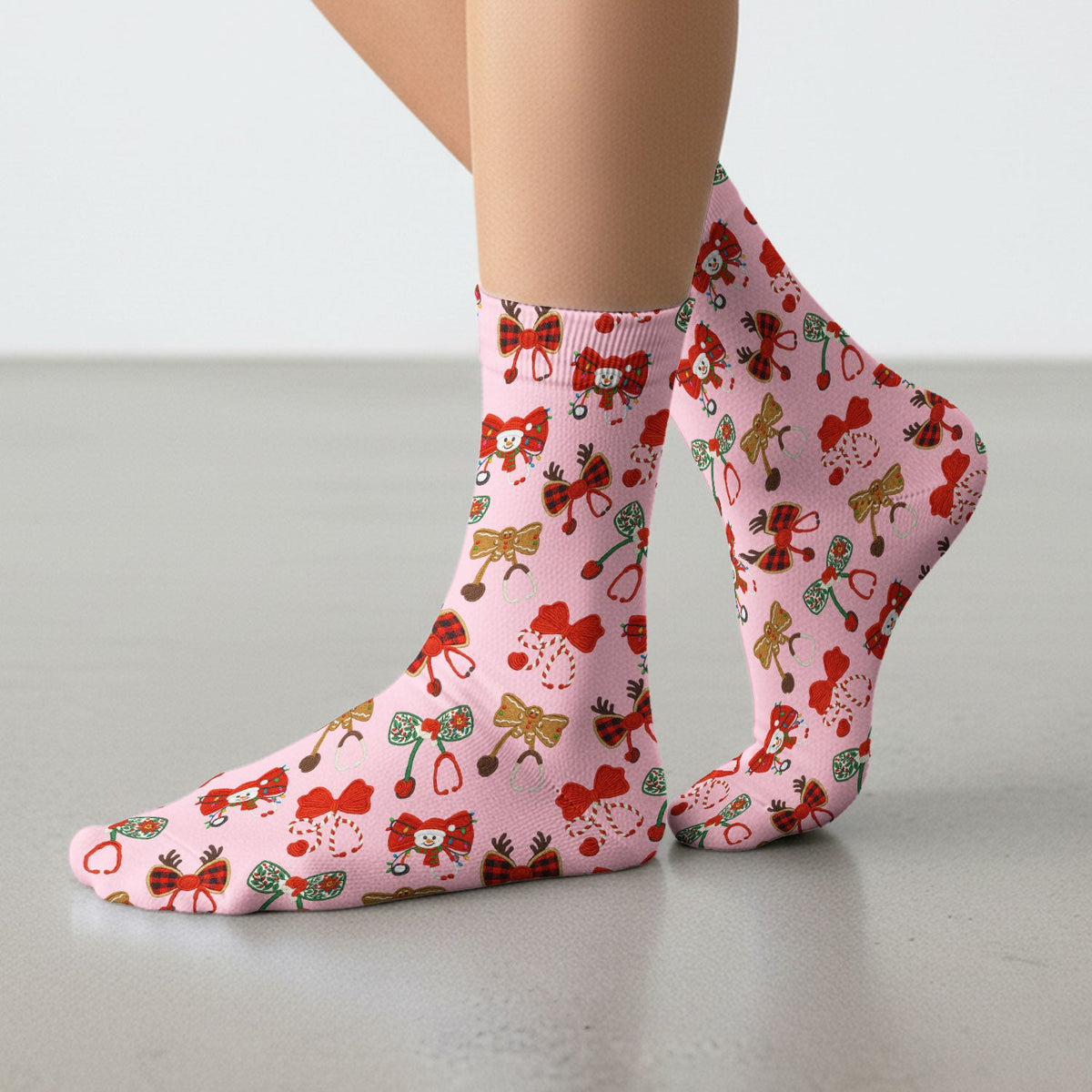 Christmas Stethoscope Bow Nurse Socks