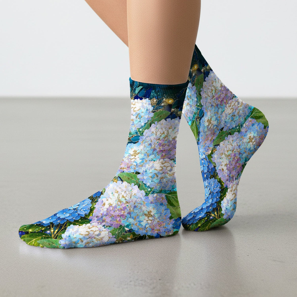 Blue Hydrangea Floral Nurse Socks