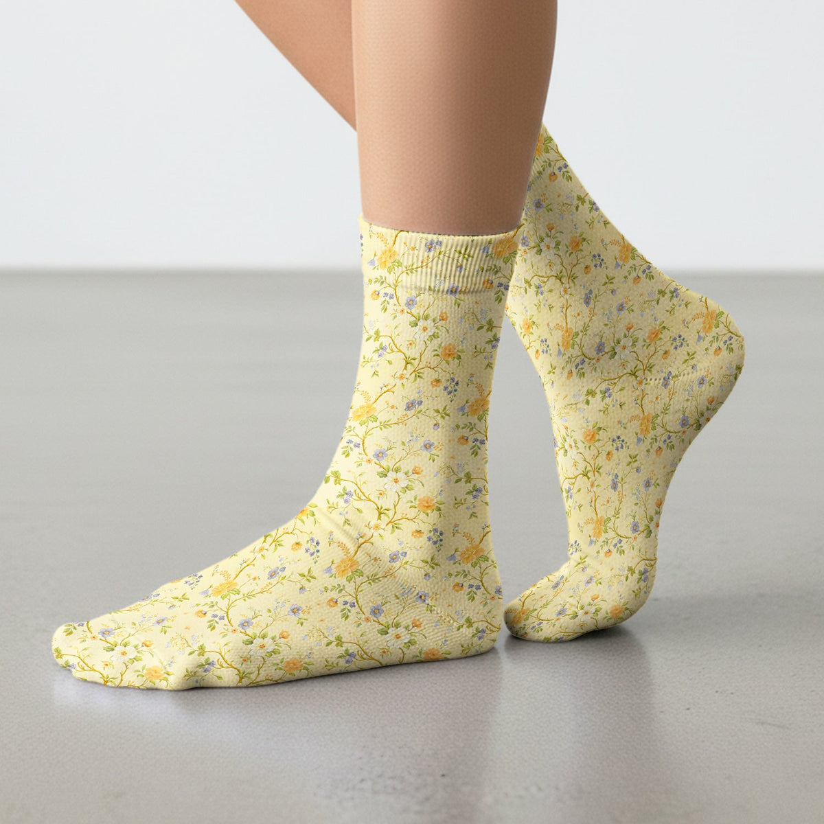 Sunny Wildflower Garden Floral Nurse Socks