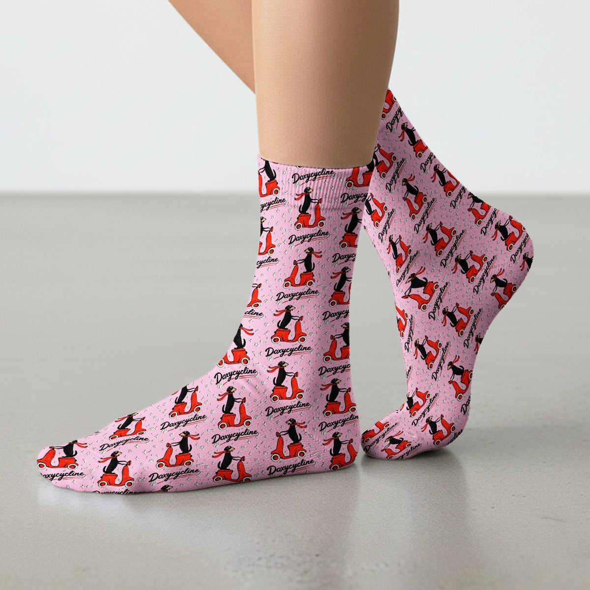Dachshund Riding Scooter Nurse Socks