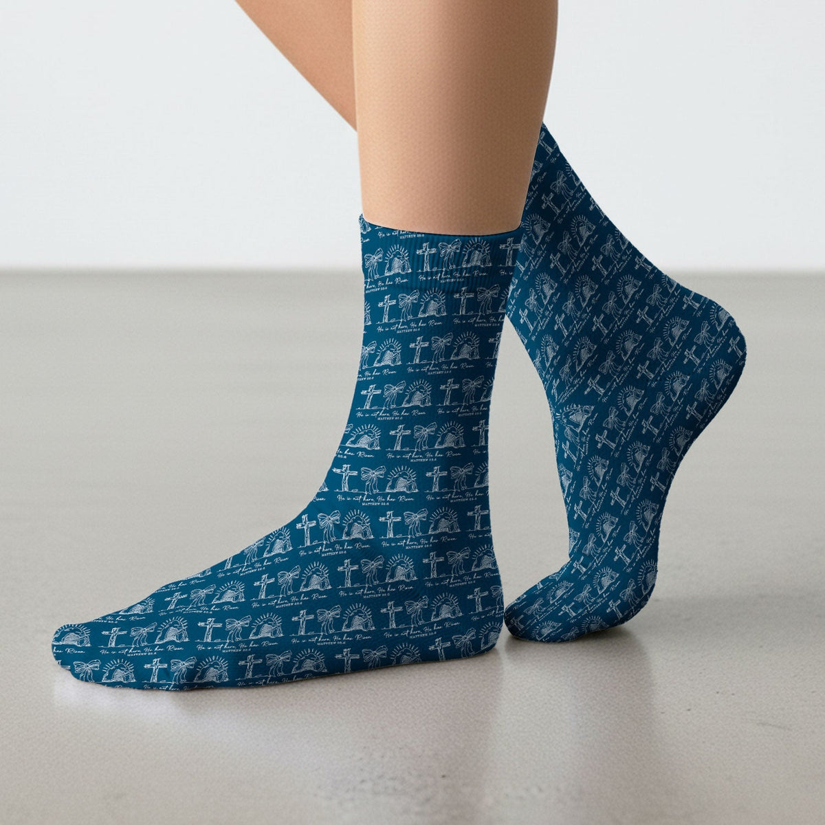 Christian Cross He Is Risen Nurse Socks - Easter Gift